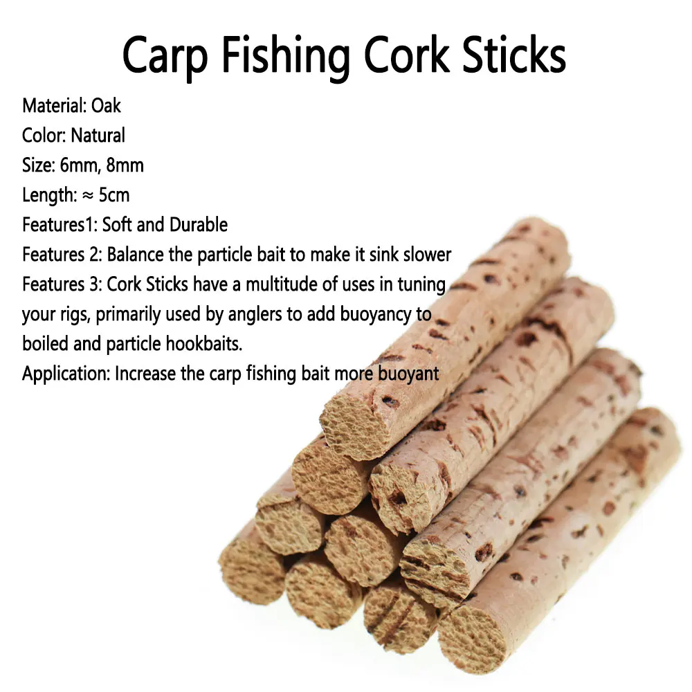 10pcs 6mm 8mm Carp Fishing Cork Sticks Cork Wood Float Sticks Carp Bait Granular Lures Outdoor Carp Fishing Tackle Accessories view 2