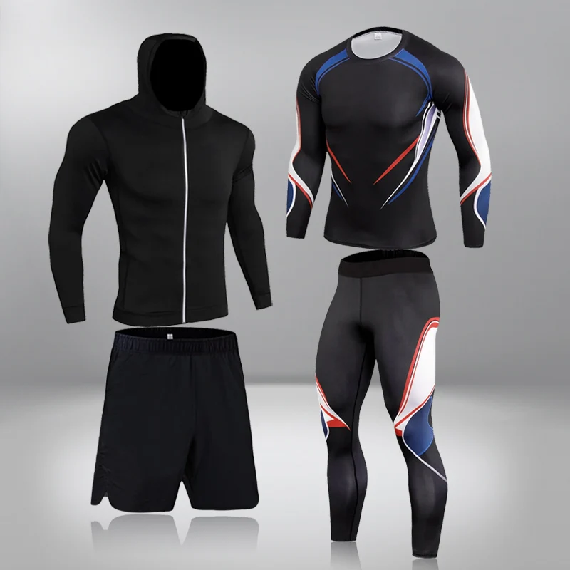 Ensemble de survêtement de compression à séchage rapide pour hommes, combinaisons de sport Rashguard, t-shirt et pantalon imbibés de sueur, vêtements de haute qualité, marque