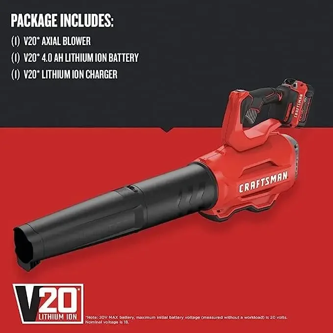 20V MAX Cordless Leaf Blower, Battery & Charger Included Red