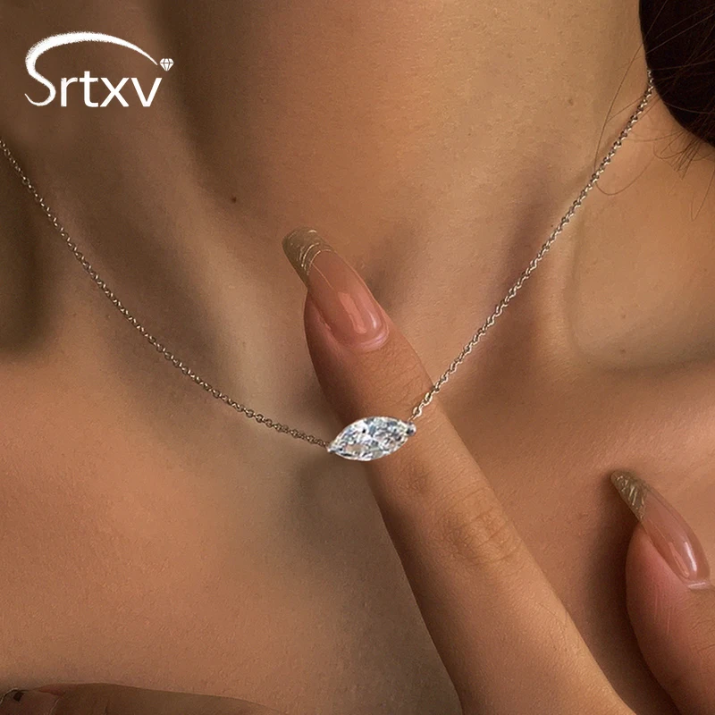 

18-каратное ожерелье с муассанитом 1CT 2CT 3CT маркизы огранки D для женщин, цепочка из стерлингового серебра S925, лабораторная подвеска с бриллиантами, ювелирное изделие, подарок