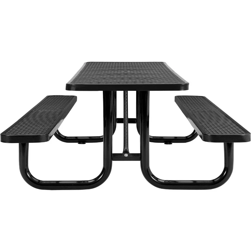 Picnic Table, Surface Mount, Using Heavy-Gauge Metal Mesh with A Black Thermoplastic Coating, Free Durability Outdoor Tables