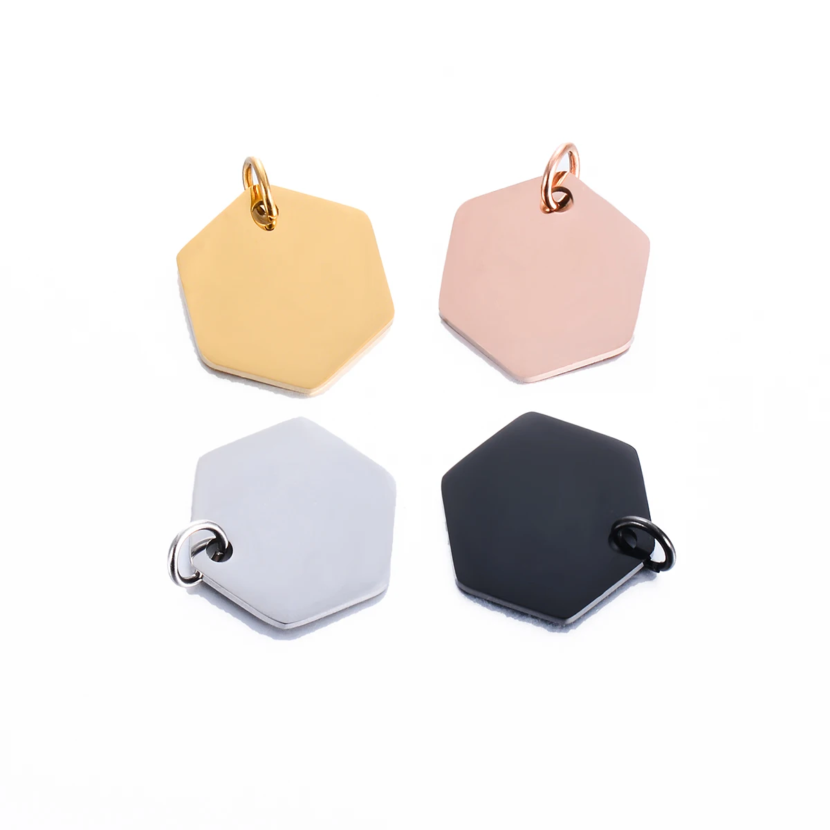 20Pcs/lot Wholesale Hexagon Mirror Polish Stainless Steel Blank Tags Pendant DIY Making for Necklace Keychain Jewelry Accessory