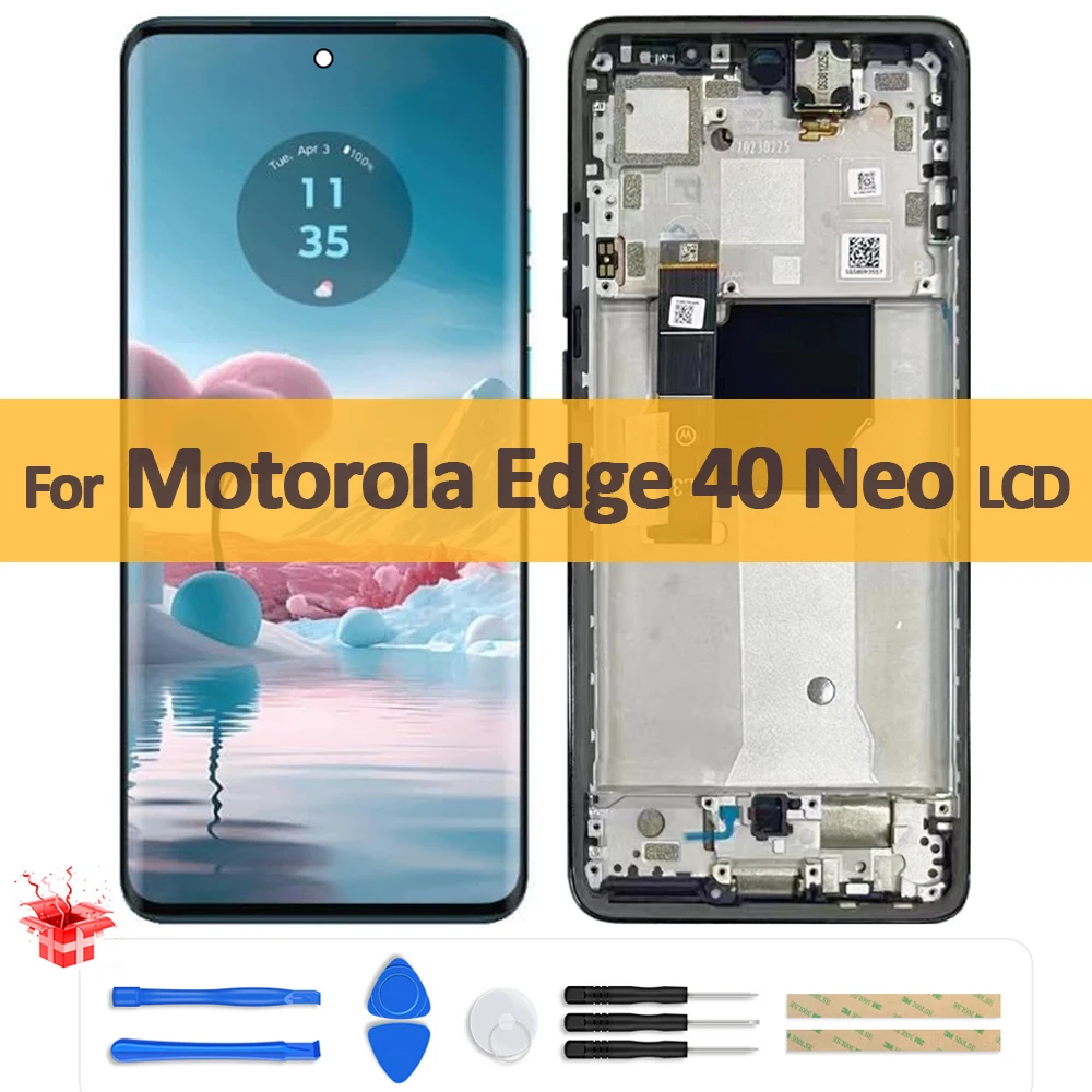 

Оригинальный ЖК-дисплей 6,55 дюйма для Motorola Edge 40 Neo, ЖК-дисплей XT2307-1, дигитайзер сенсорного экрана в сборе для ремонта Moto Edge40 Neo LCD