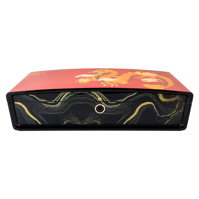 LUBINSKI the Year of the Loong Cigar Box Fingerprint Lock Three-dimensional Carving Double-layer Cedar Humidor Moisturizing Box