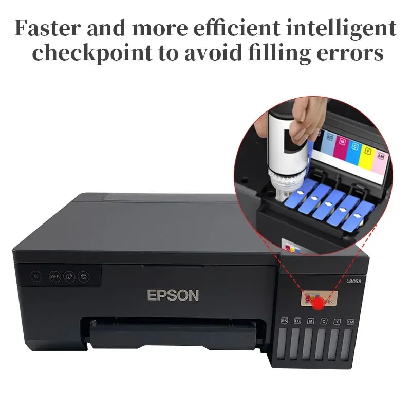 L8058 inkjet printer A4 size 6 colors CMYKcm 5760 x 1440dpi high speed USB WIFI driver sublimation printer