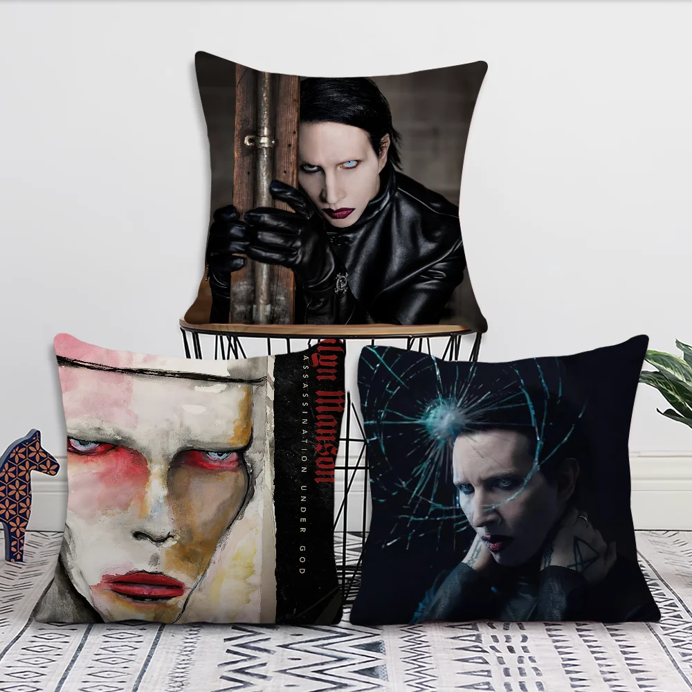 M-Marilyn M-Manson Under God cushion cover Living Room Accent Couch Back Support Square Lounge Restful Nap Companion Pillow Case