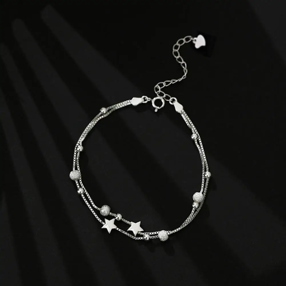 

Wrist Accessory Elegant Double-layered Star Pendant Bracelet for Women Adjustable Wrist Chain with Lobster Clip Stylish for Work