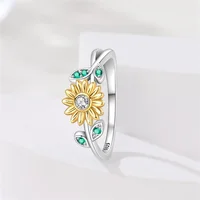 Bagues originales en argent Sterling 925 avec couronne en forme de cœur rose, bagues en tournesol en Zirconium scintillant, bijoux uniques pour anniversaire, cadeaux 5