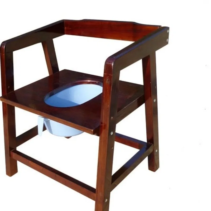 Adjustable height solid wood toilet chair with armrests, toilet for the elderly, pregnant women and disabled