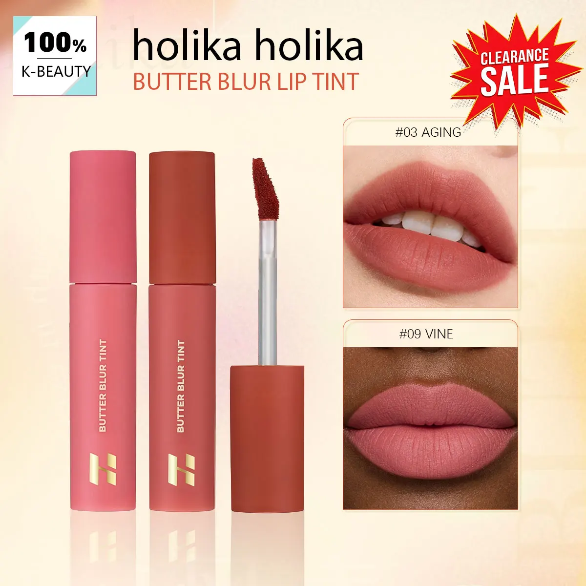 [ClearanceSale] HOLIKA HOLIKA Butter Blur Lip Tint 03&09,Soft-Focus Matte,Natural Blurred Effect,K-Beauty,Korean Makeup