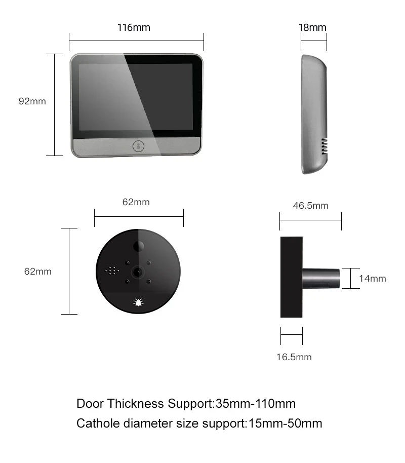 Smart Tuya Peephole Doorbell 카메라 Wifi Doorbell 비디오 인터콤 모니터 모션 감지 비디오 아이 무선 링 인터콤