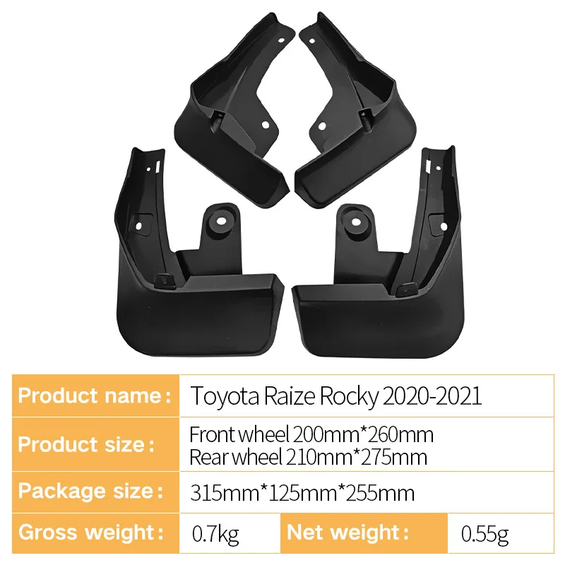 Per Toyota Raize Rocky 2020-2021 4 pezzi Invisible Car Wheel paraspruzzi parafanghi paraspruzzi anteriore posteriore Splash Fender accessori