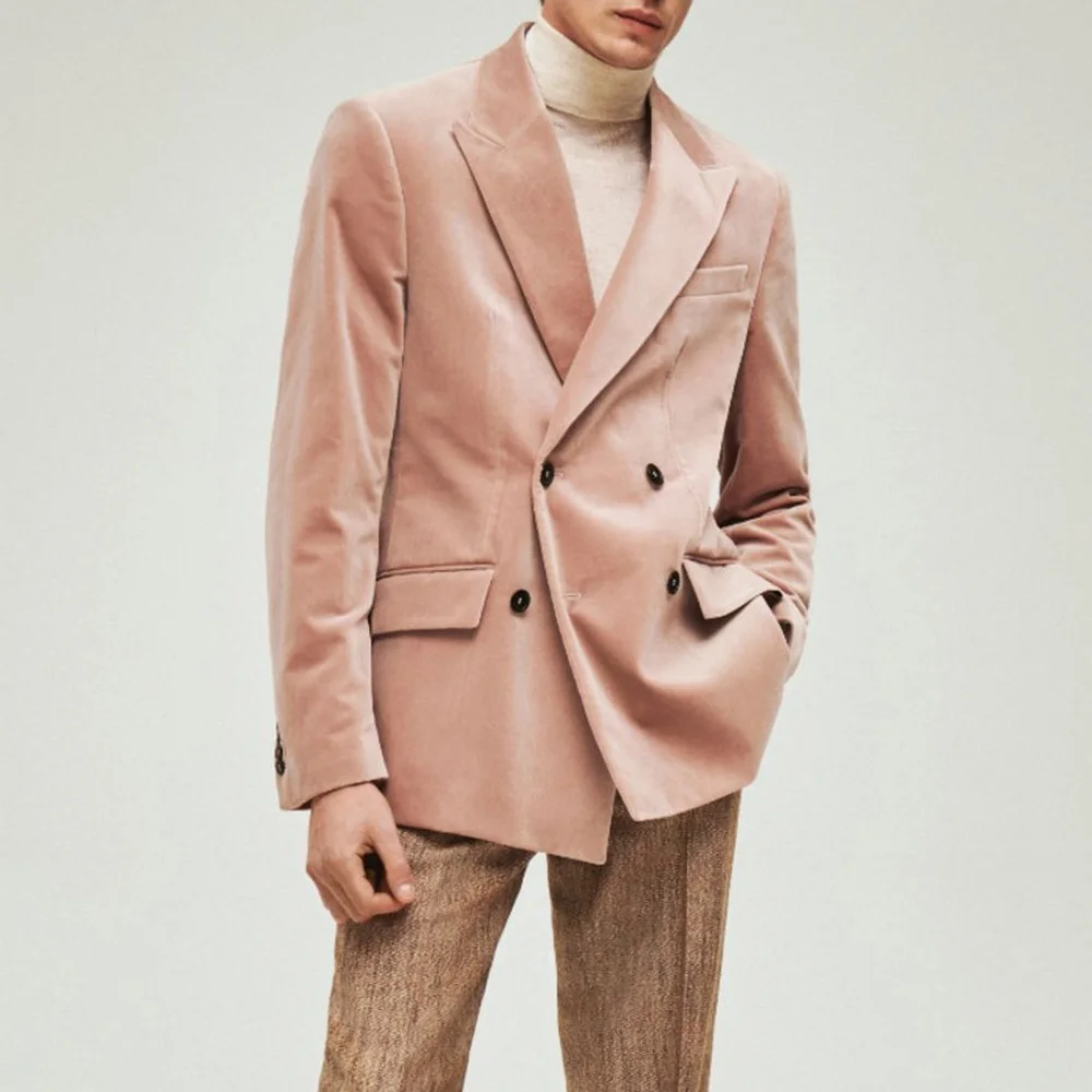 

Модные мужские пиджаки: стильные двубортные костюмные пиджаки с острыми лацканами из бархатной ткани для повседневного образа