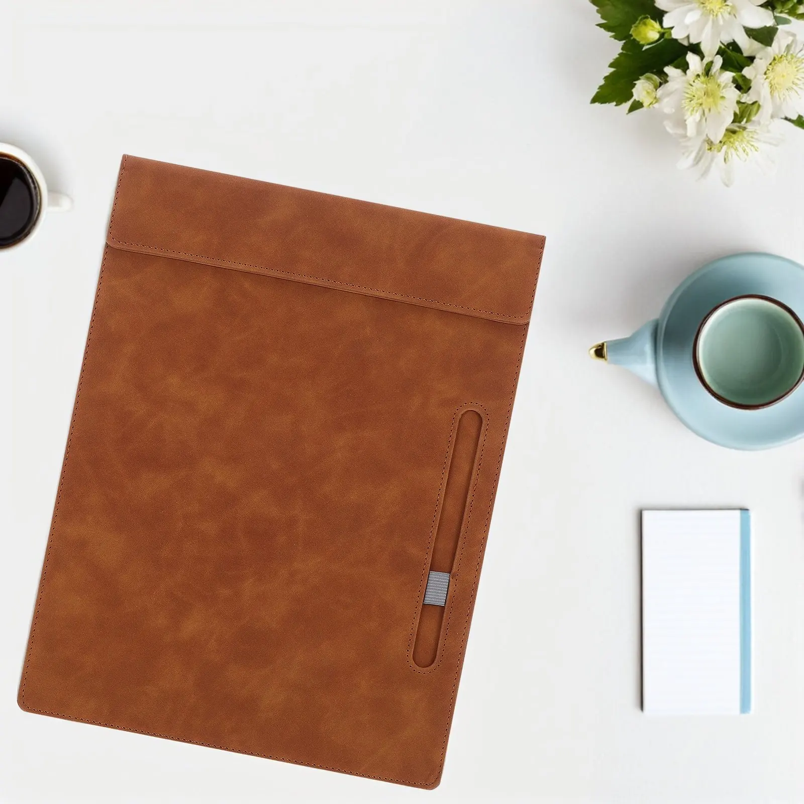 

Папка-планшет из ПУ с держателем для ручки, легкий портативный блокнот для деловых встреч, организации заметок, офисная папка для документов