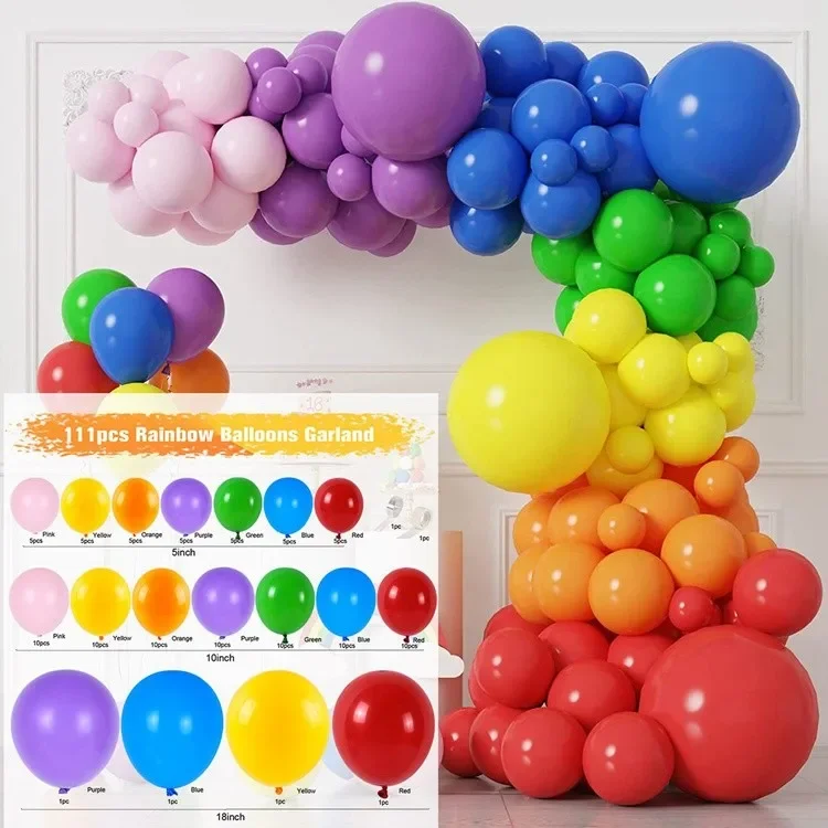 Buntes Regenbogen-Ballon-Girlanden-Set, mehrfarbige Latex-Ballons, Dekoration für Hochzeit, Geburtstag, Brautparty, Gastgeschenke, Party – Detail 7