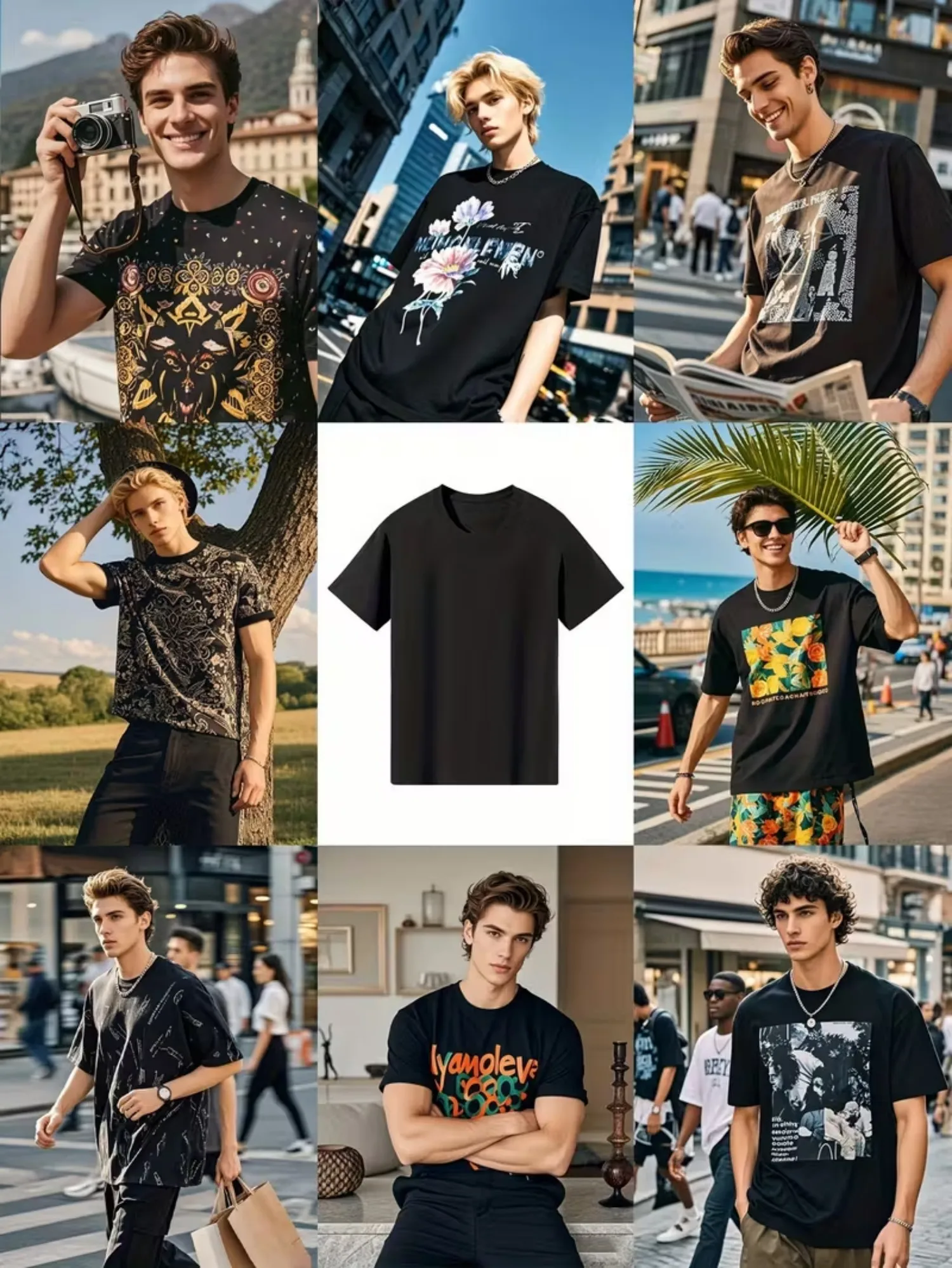 تي شيرت رجالي برسومات Retro Lifestyle Legend، تي شيرت أسود ناعم ومسامي مع صورة زرقاء نابضة بالحياة وخلفية صفراء، قميص كاجوال مناسب للارتداء اليومي وأزياء الهالوين للرجال #5