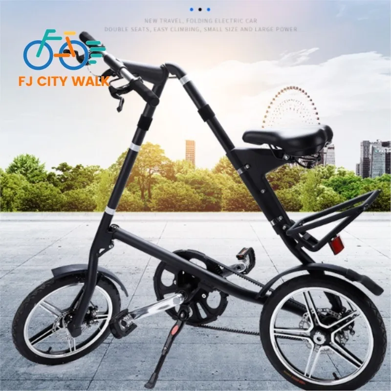 FJ Aluminum Alloy Fashion Lightweight Folding Bicycle 16 Inch Male Female Foldable Bicycle Unique Design Triangle Frame Bicycle