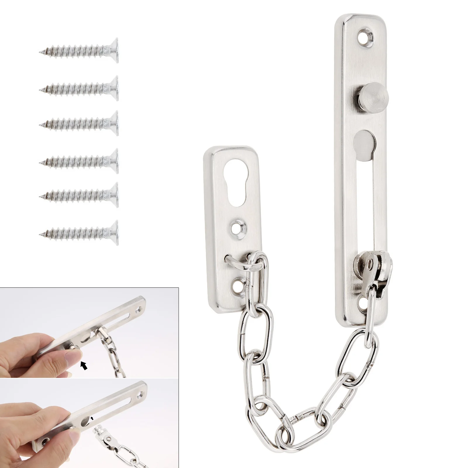 

Thickened Stainless Steel Solid Security Bolt Heavy Duty Chain Door Locks for Bedroom / Hotel /Homestay