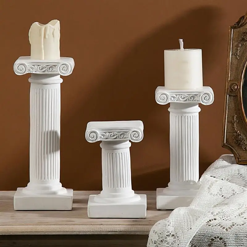 Roman Pillar Greek Column Statue Pedestal Candlestick Stand Figurine Sculpture Indoor Home Dinning Room Garden Scenery Decor