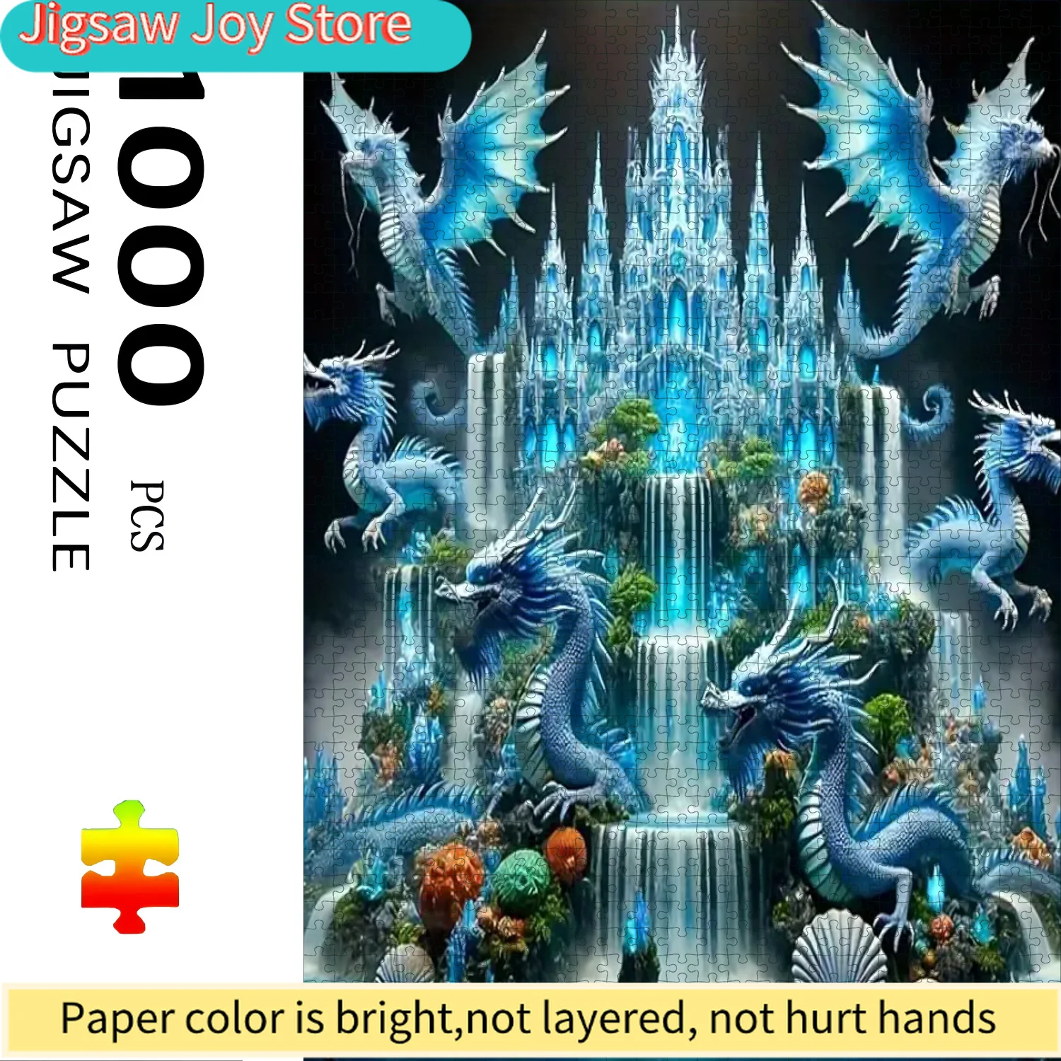 

Большой пазл на 1000 элементов, дизайн «Кристальный замок и Ледяной дракон», сложная головоломка для семейных вечеров, украшение и праздничный подарок, пазл