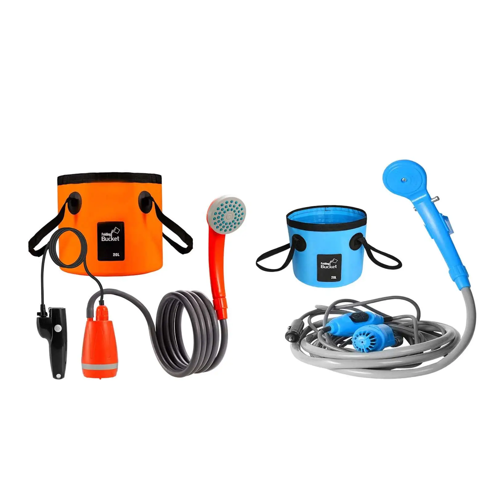 Portable Shower Pump with Bucket Compact Portable Camping Shower Pump for Car Washing Bathing Backpacking Outdoor Pet Cleaning