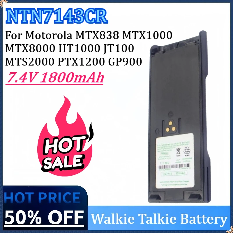 

NTN7143CR 7.4V 1800mAh Walkie Talkie Battery For Motorola MTX838 MTX1000 MTX8000 HT1000 JT100 MTS2000 PTX1200 GP900 High Quality