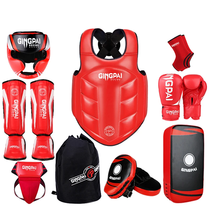 Made Boxing Gear and Protection Gloves Head Guard Groin Guard Cup Kit