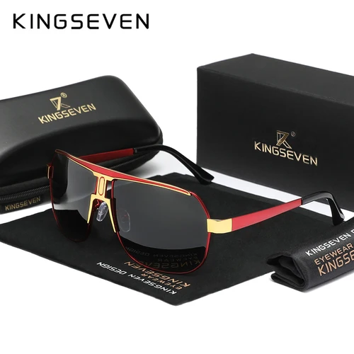 KINGSEVEN hombres mujeres polarizadas aleación cuadrado de gran tamaño gafas de sol de conducción gafas de sol sombras Oculos Masculino masculino