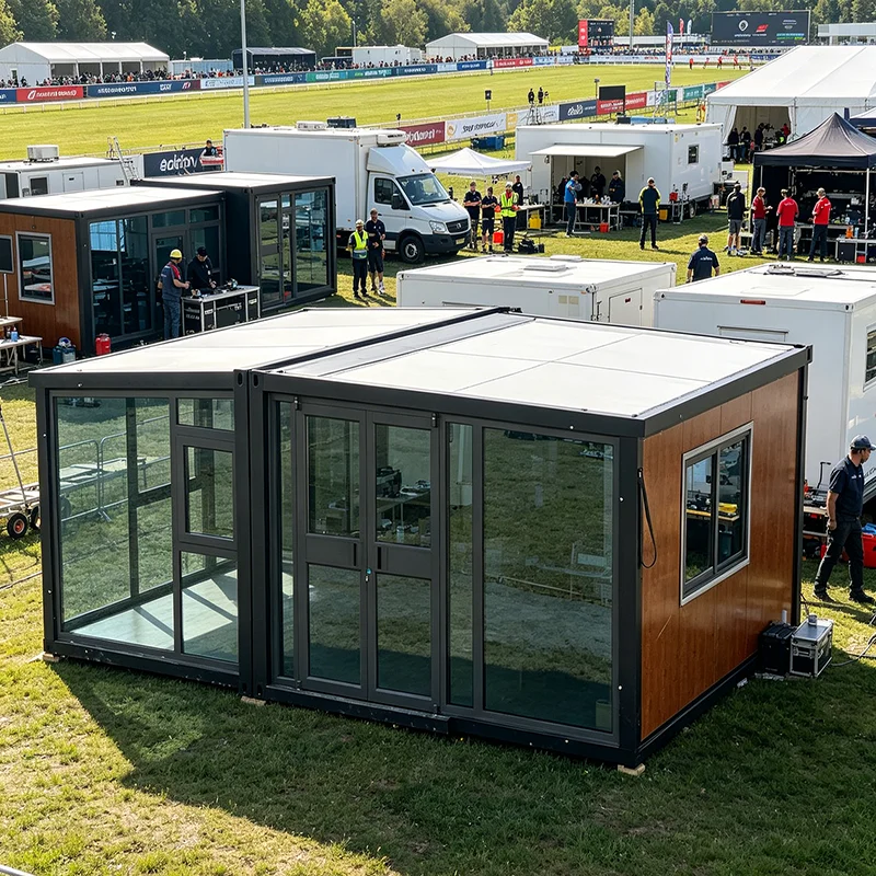 Customized 20ft Folding Prefab House Expandable Container Home Portable Tiny House with Bathroom for Villa Camping Office Use