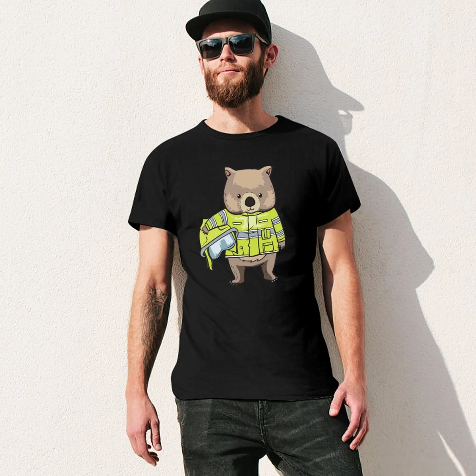 Wombat Wombats Firefighter Australia Hero Gift T-Shirt boys animal print graphic tee shirt blue lock mens t shirts pack