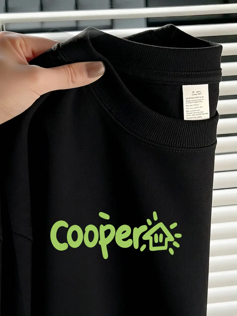 Camiseta Feminina de Manga Curta Preta 230g com Estampa Divertida, Algodão Puro, Caimento Solto, Design que Emagrece, Gola Re...