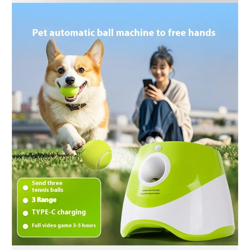 

Dog Launcher Automatic Dogs Chase Toy Tennis Throwing Pinball Machine Fun Interactive Throw Rechargable Catapult USB