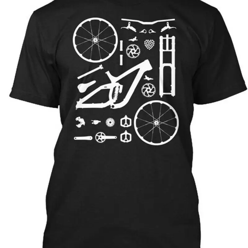 Downhill Enduro Mtb Mountain Bike Build T-Shirt Made in USA Size S to 5XL