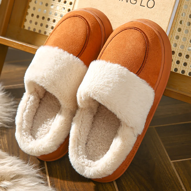 2024 New Winter Trend Concise Indoor Mule Warm cozy pantofole in peluche antiscivolo per le donne scivoli a punta chiusa scarpe da donna in cotone