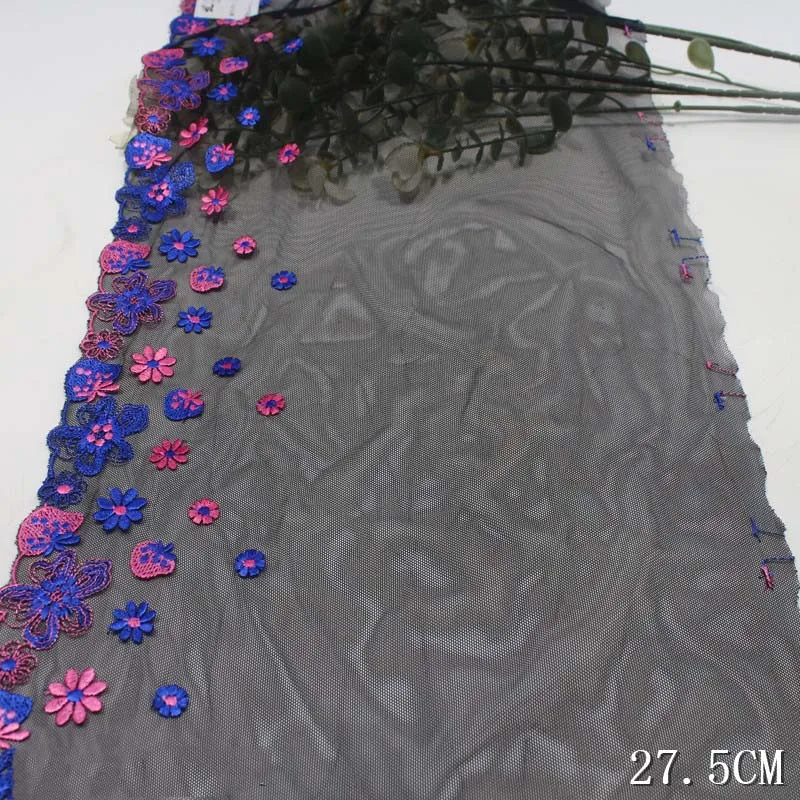 29Yards Strawberry Flower Embroidery Black Lace Trim Skirt Hem Underwear Sewing Material Craft DIY Apparel Fabrics Lace