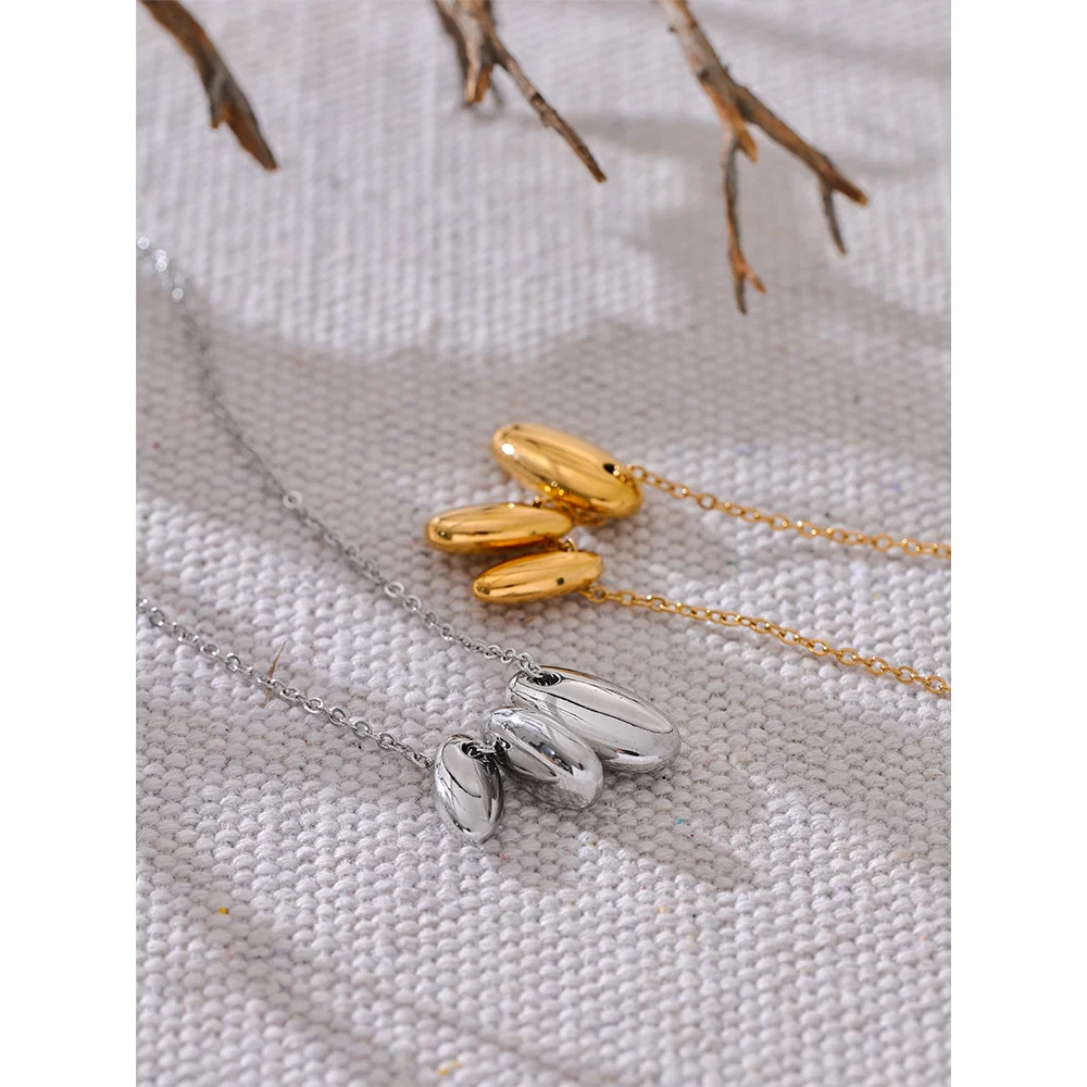 Yhpup Elegante collana con pendente ovale geometrico impermeabile quotidiano in acciaio inossidabile Accessori per gioielli placcati in oro 18