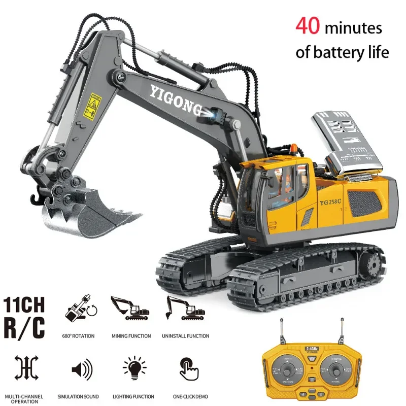 Christmas Gift Birthday Gift Kids Remote Control Excavator   1/20 Crawler 11-Channel Alloy RC Excavator for Boys