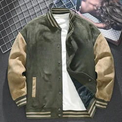 Heren herfst/winter modieuze suède groene honkbal lente/herfst jas Amerikaanse retro jas geborduurd losse piloten top