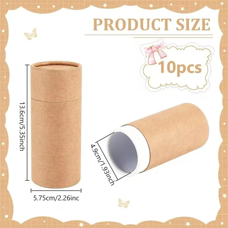10-Pack 100ml Kraft Paper Round Storage Tubes, Perfect for Tea, Coffee, Cosmetics, Pencils, and Craft Projects