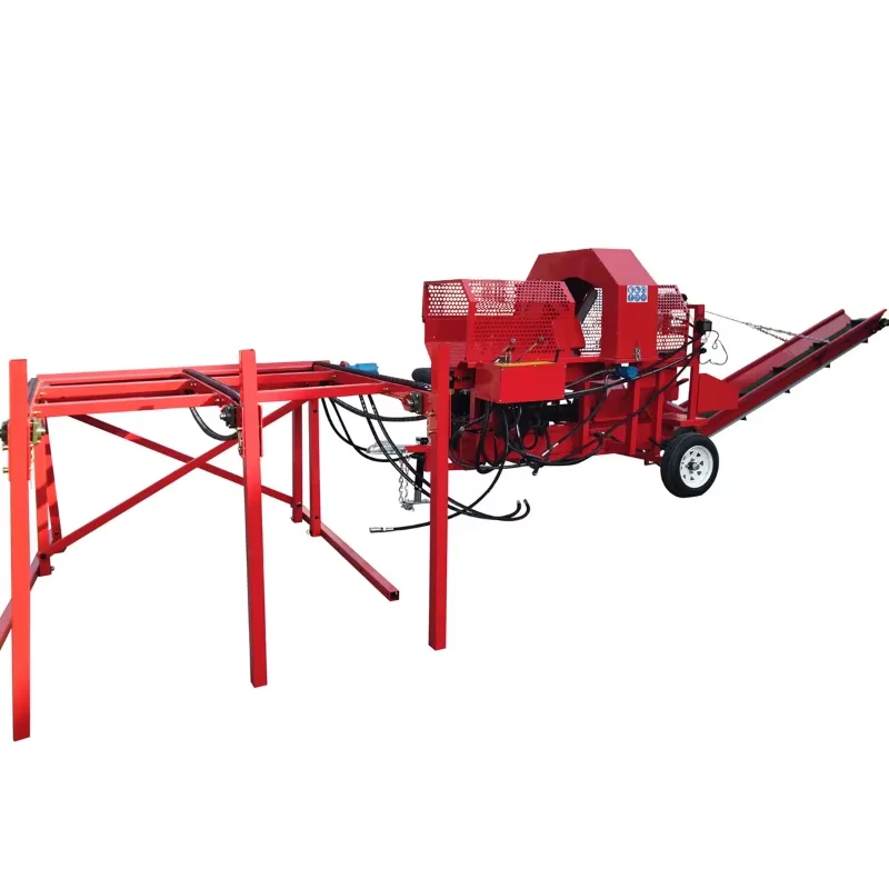 Chainsaw Version Fire Wood Splitter Cutting Machine Gasoline Motor LOG Chain Table Output Conveyor 4 Way Splitting Machine Price