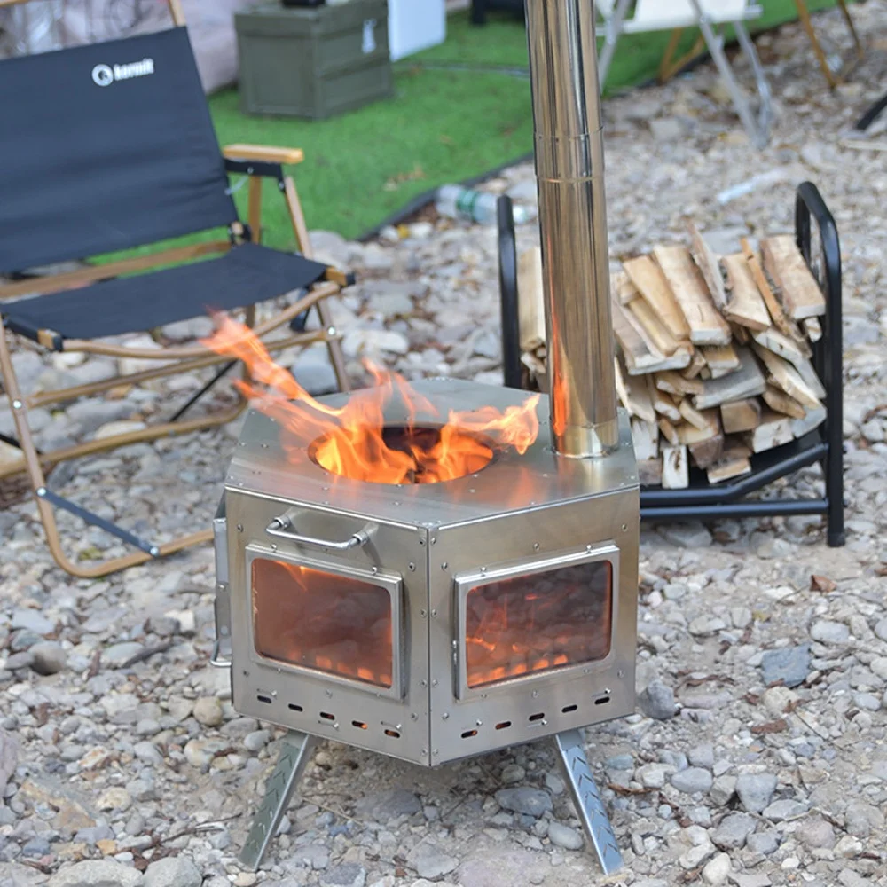 

Camping Backpack Lightweight Portable Hexagonal Wood Stove for Picnic