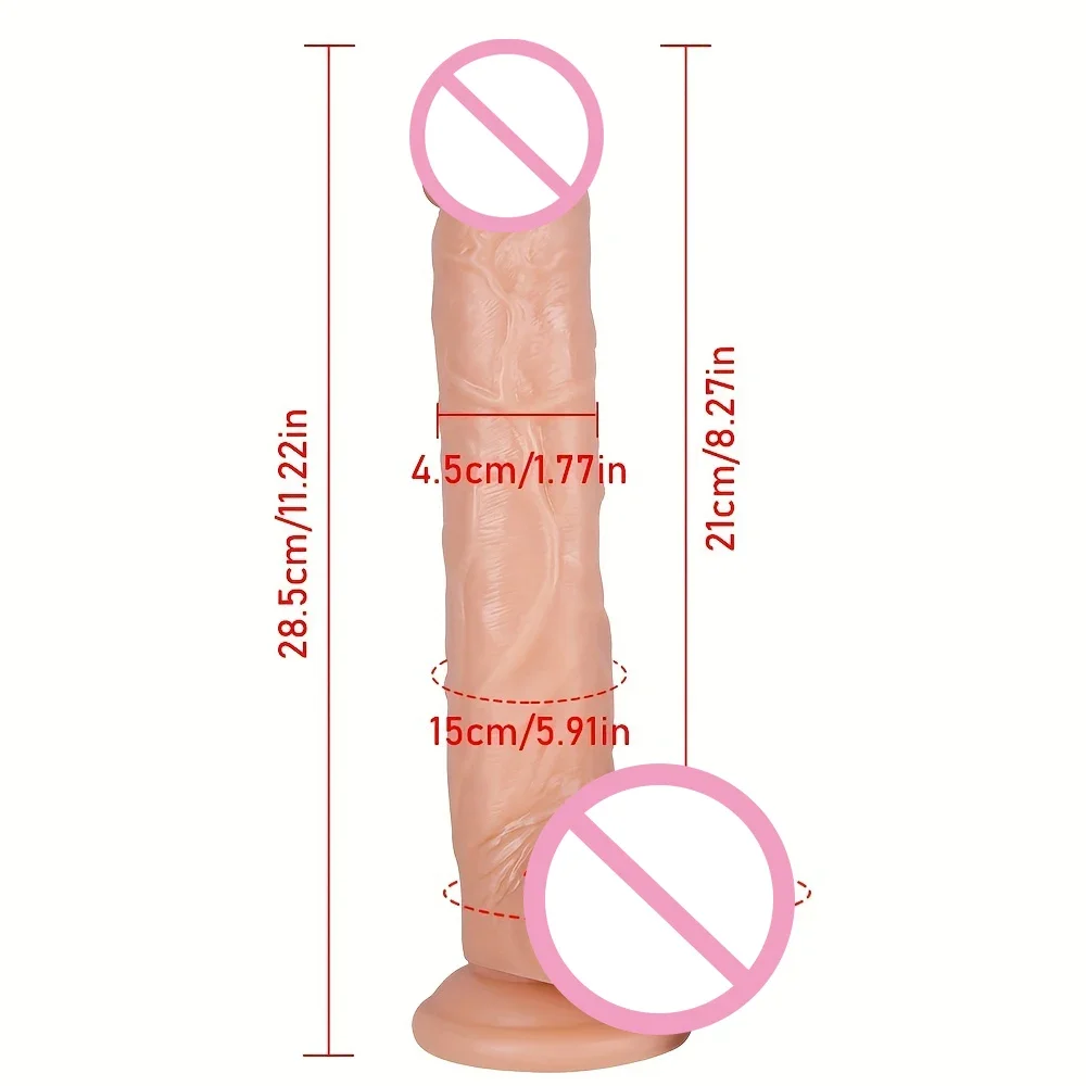 Consolador realista de 11 pulgadas y 28cm para mujer, Juguetes sexuales anales, pene falso enorme con ventosa, punto G Flexible, eje curvo y bola