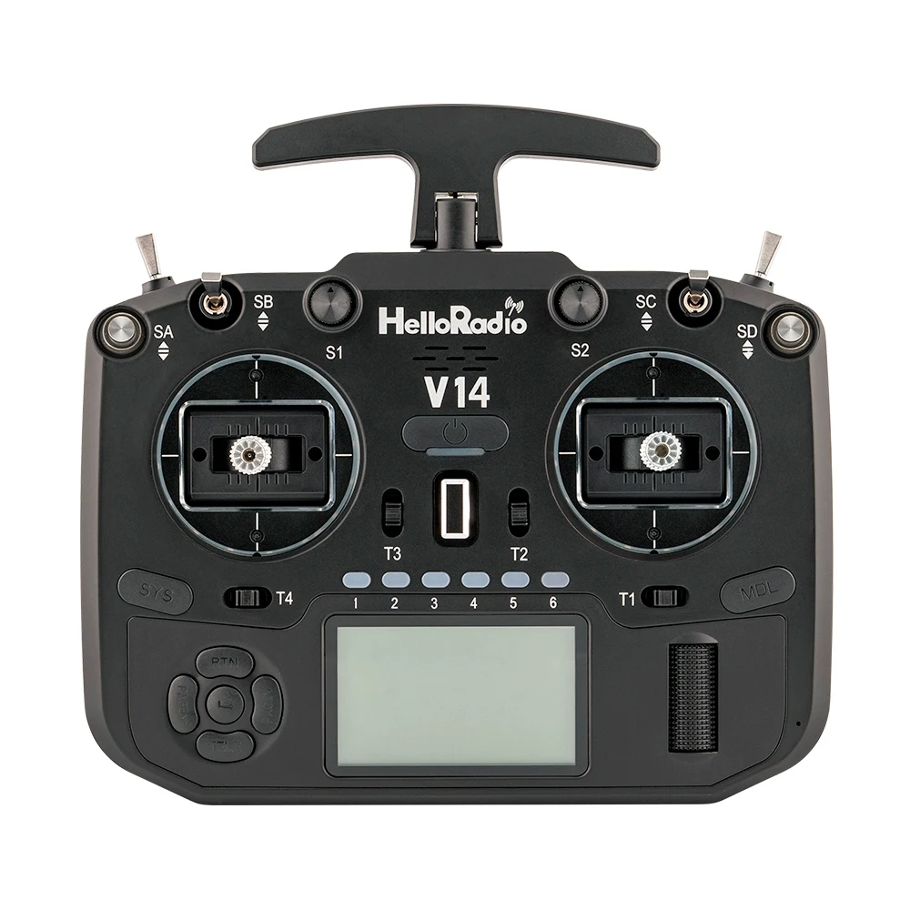 

HelloradioSky V14 pro 2,4 ГГц 14 каналов Встроенный 1000 МВт ELRS/4IN1 Подвески Холла AI Голосовой помощник EdgeTX Радиопередатчик ЖК-экран
