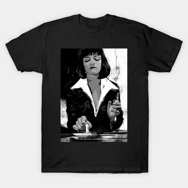 90s Vintage Women Men Breathable Comfortable Tee Shirts Funny Pulp Fiction TShirt Mia Wallace Quentin Tarantino Graphic Tshirts