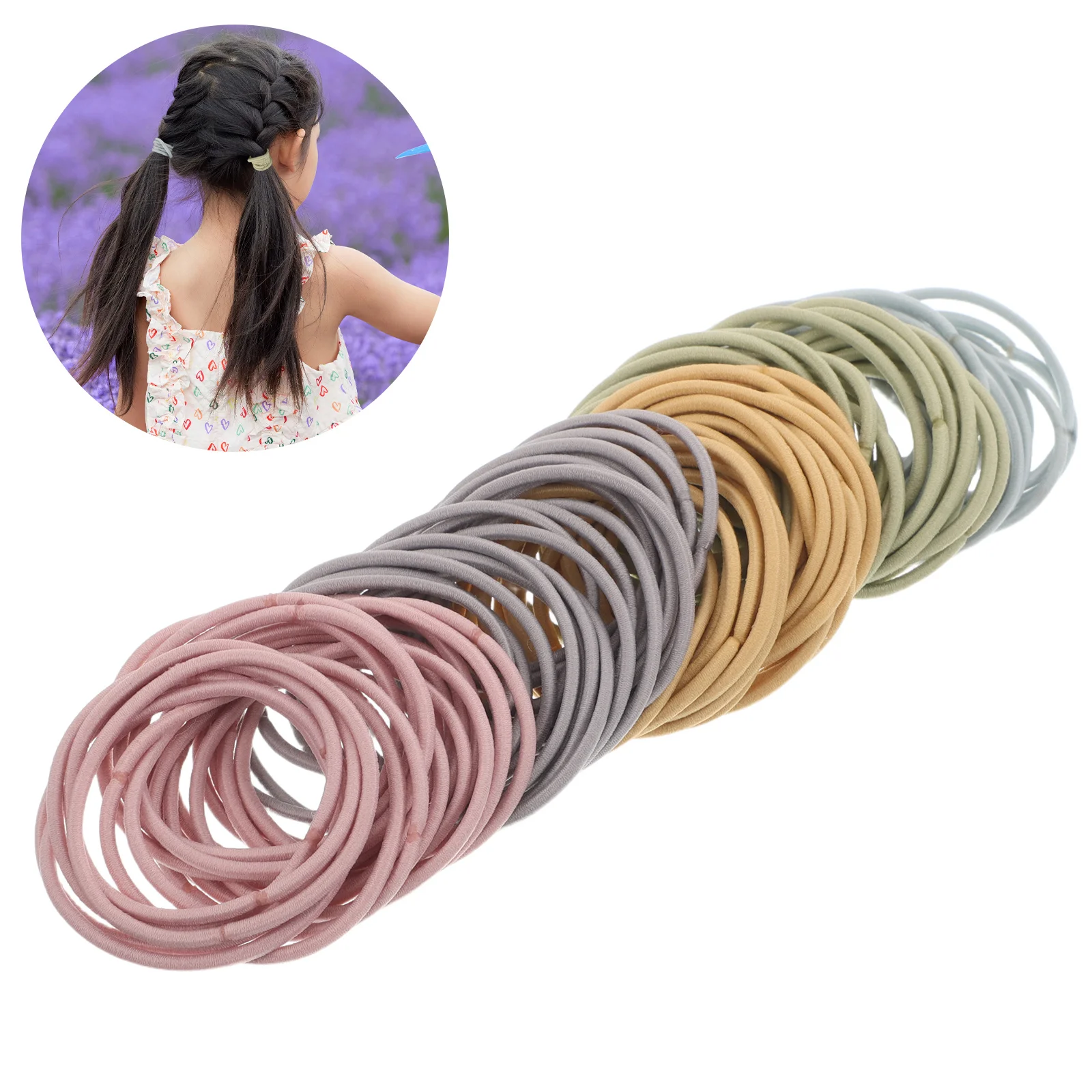 

100Pcs Hair Ties Seamless Thin Elastic Bands Basic Comfortable Non-Slip Ponytail Holders for Hair Accessories