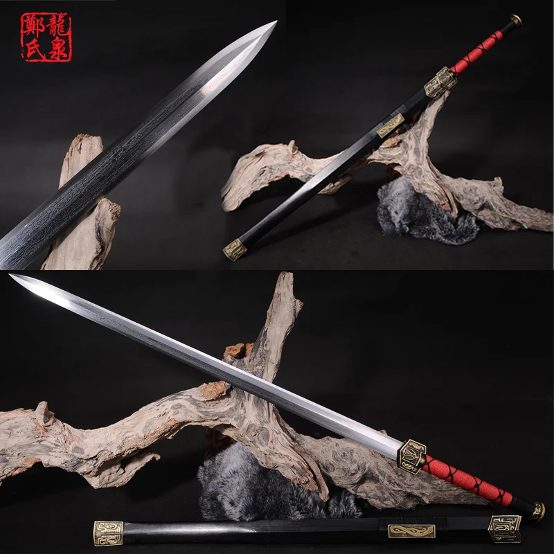 Traditional Chinese Sword, Han Jian,Real Folded Steel, Antique Bronze Fittings, Rose Wood Sheath, Home Decoration, Martial Art