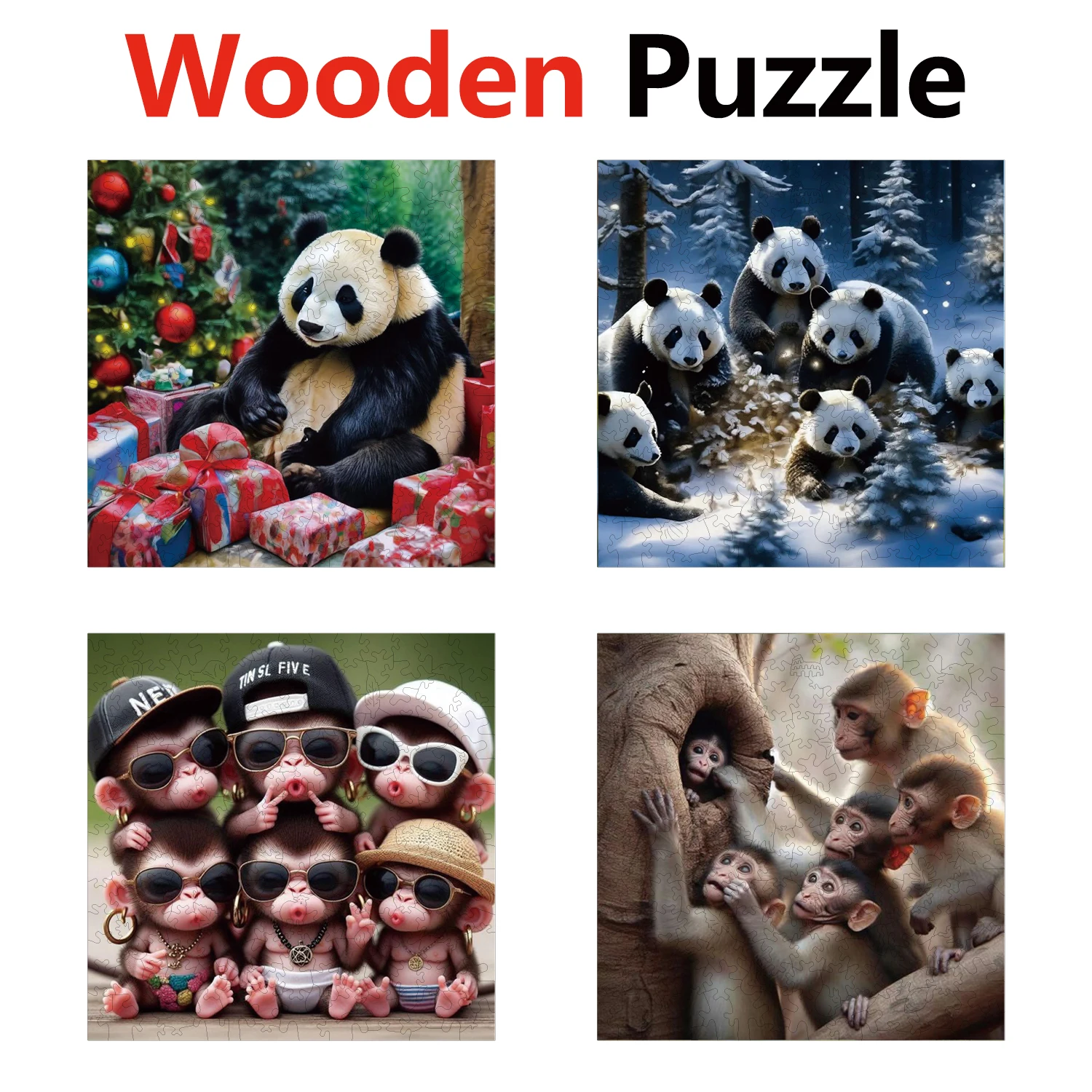 

Panda Monkey Animal Puzzles High Quality Jigsaw Puzzle Wooden Puzzle Best Christmas Gift
