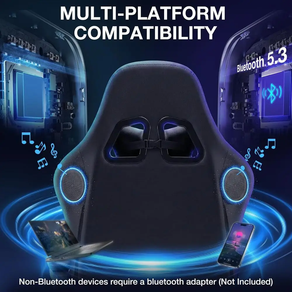 RGB Gaming Chair with Bluetooth Speakers and LED Lights Ergonomic Massage Computer Game Chair with ootrest High Back Music Video view 3