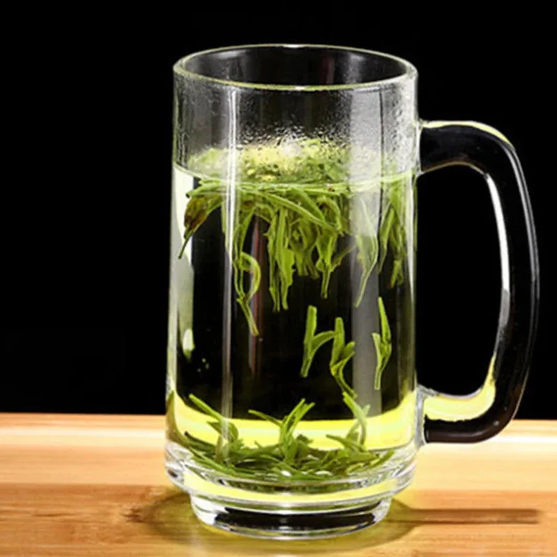 

TOPLIVING 380ml Transparent Drinkware Craft Beer Glass Classic Thick Bottomed Wheat Beer Glass With Handle Household Hot Tea Cup