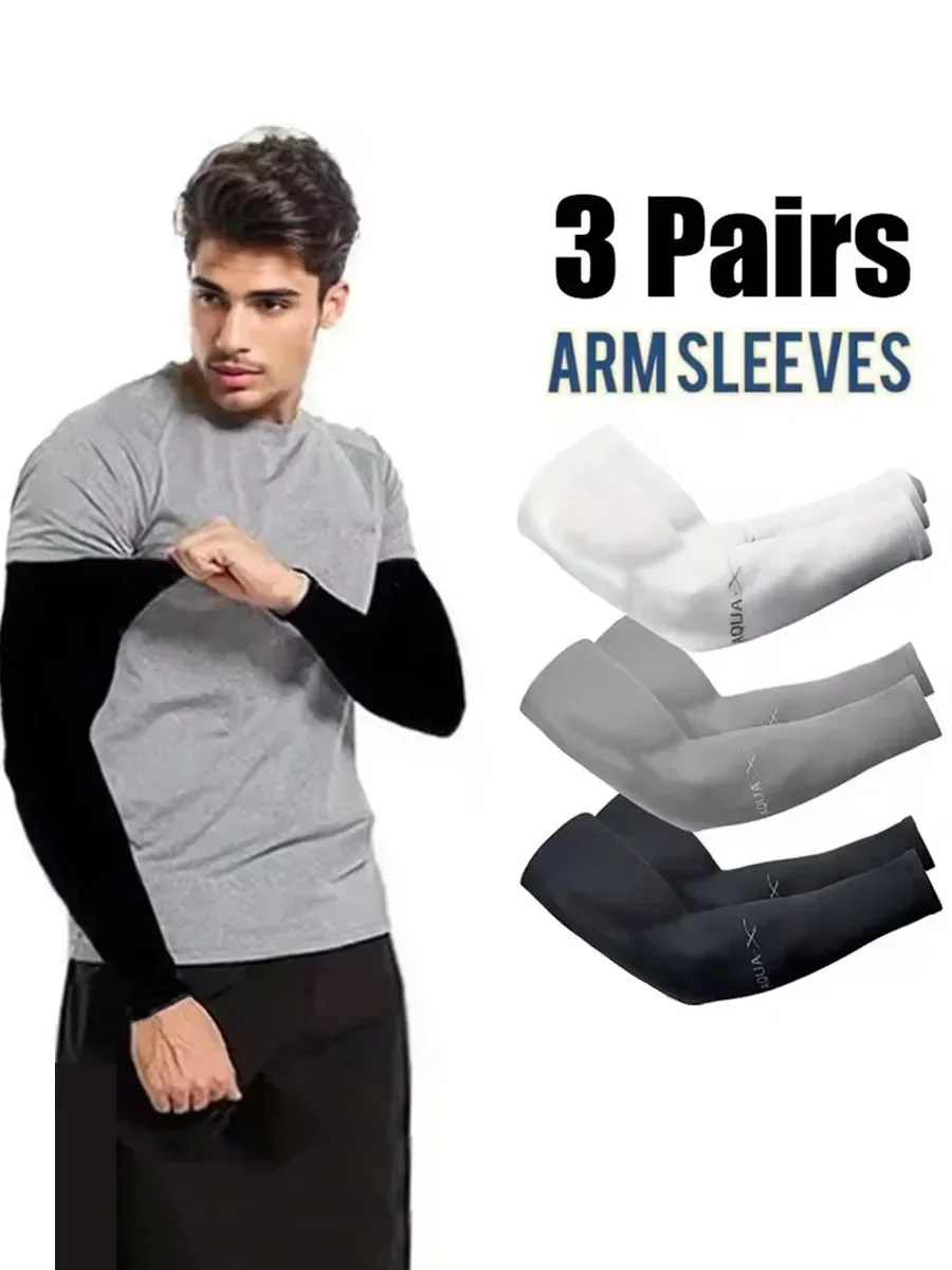 AliExpress NONE 3Pairs Summer Cooling Ice Silk Sleeves Unisex Fashion Sun Protection Arm Sleeves for Outdoor Cycling, Driving, Fishing